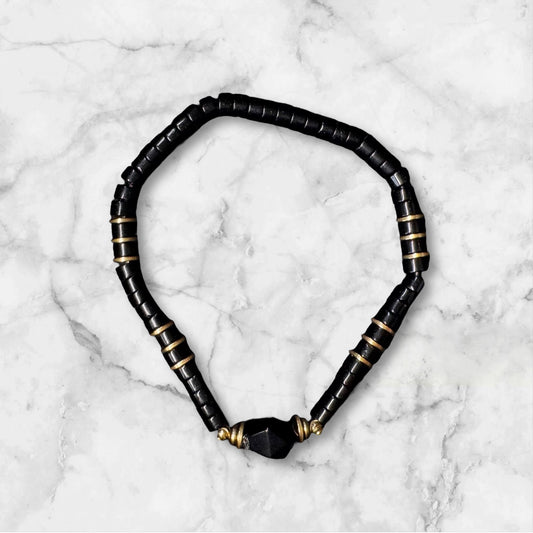 BRACELET PIERRE NOIRE ET PERLE